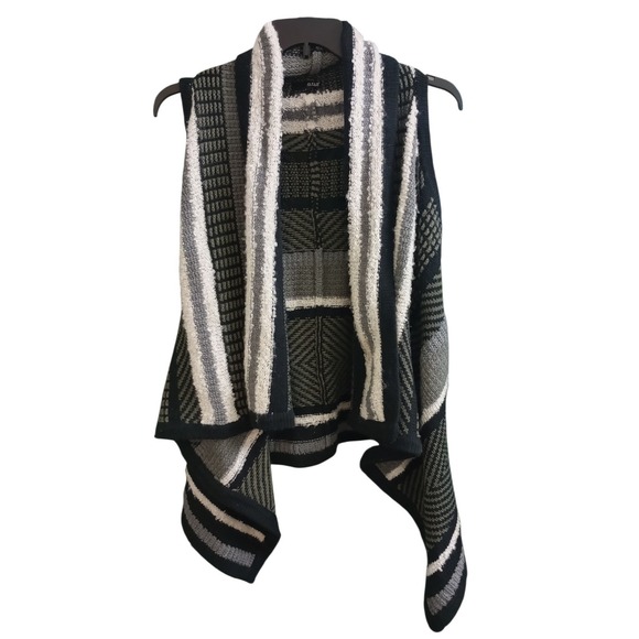 Anabaglish Sweaters - ANA Sweater Vest Longline Waterfall Geometric Open Front Layering Piece Sz Small